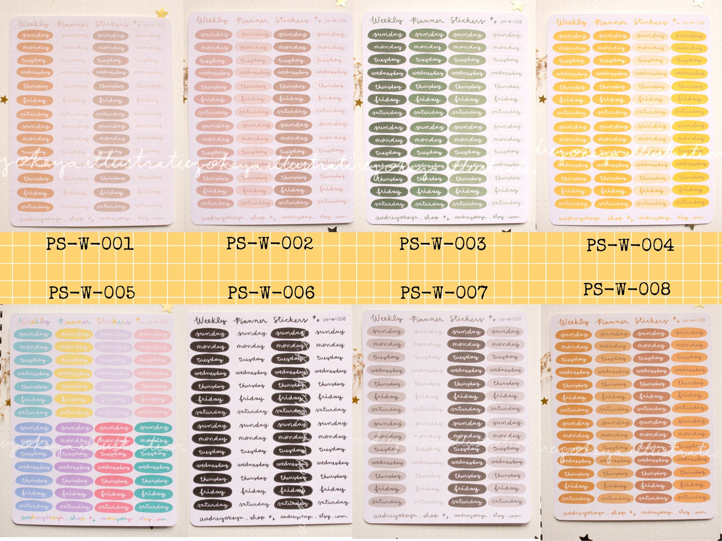 Planner Weekly Sticker Sheets - 10 Diff Kinds!