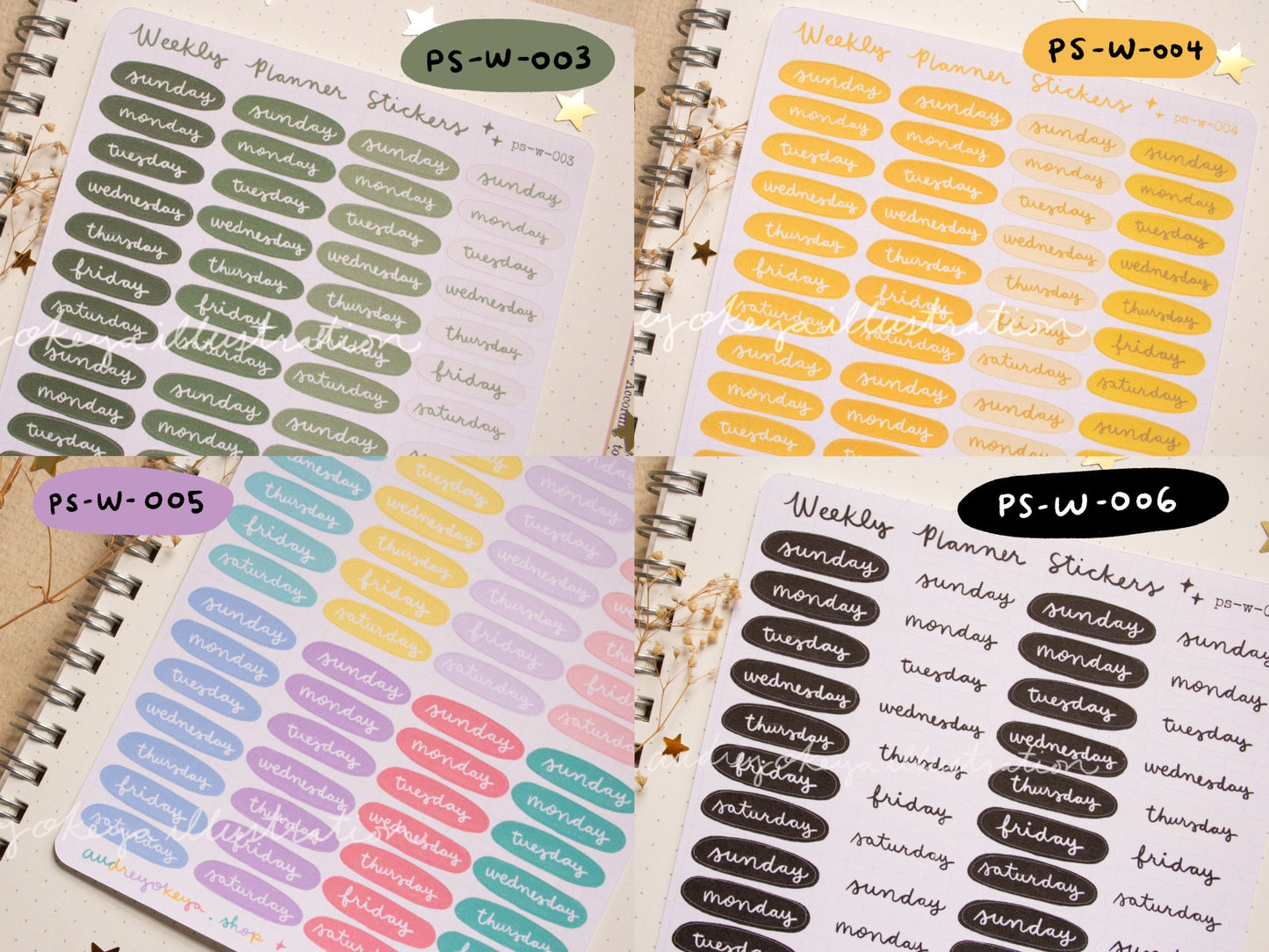 Planner Weekly Sticker Sheets - 10 Diff Kinds!