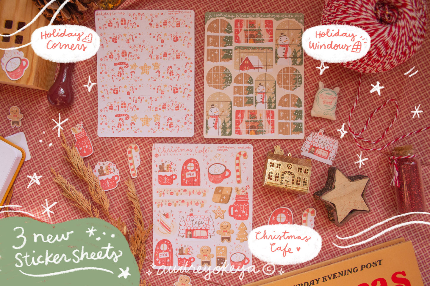 Holiday Windows & Christmas Corners & Christmas Cafe Sticker Sheets