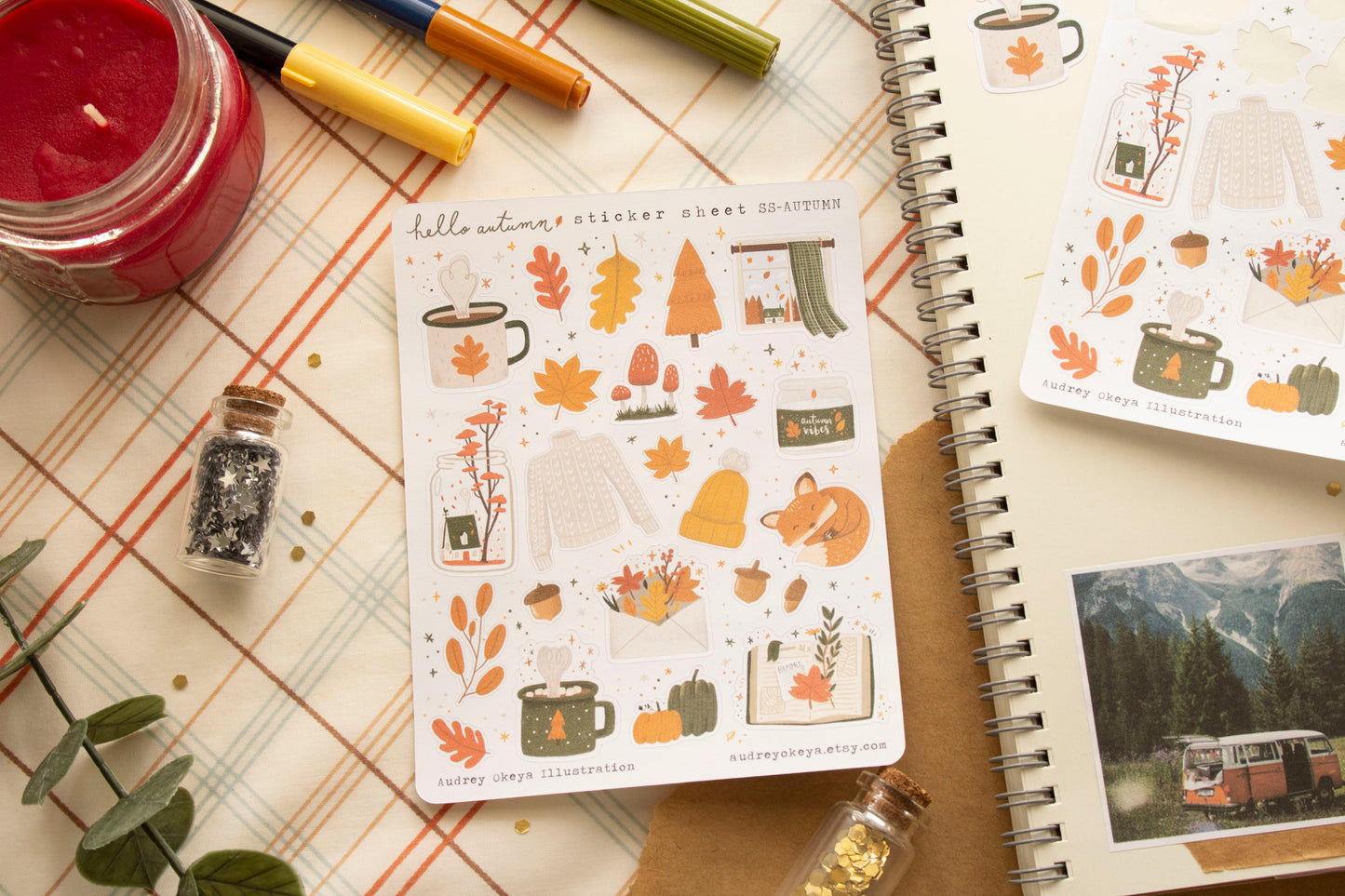 Hello Autumn Fall Sticker Sheet