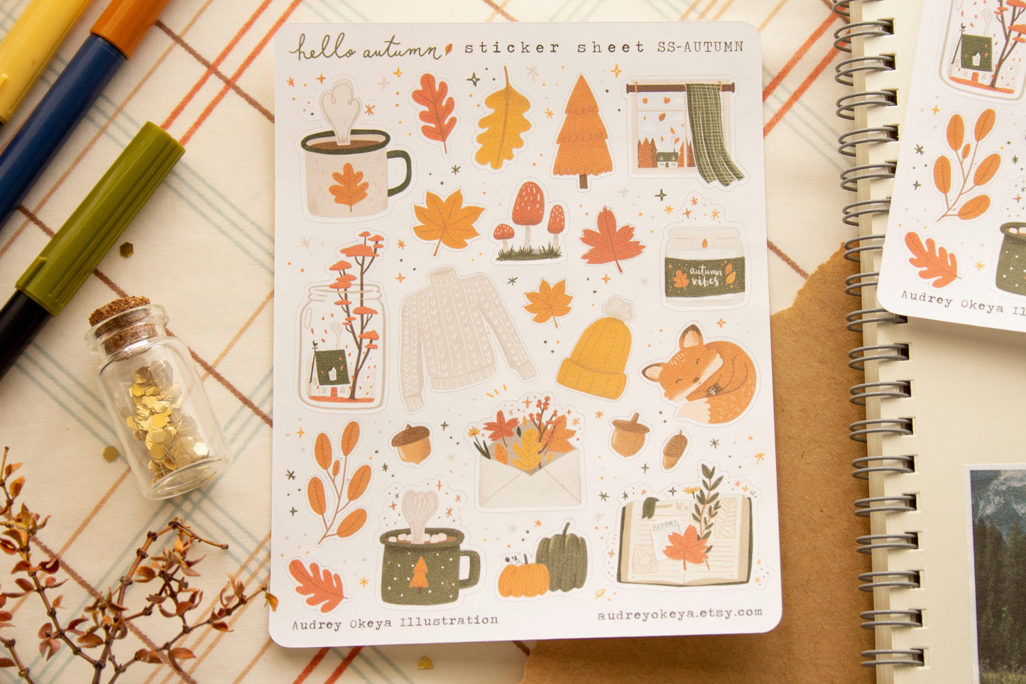 Hello Autumn Fall Sticker Sheet