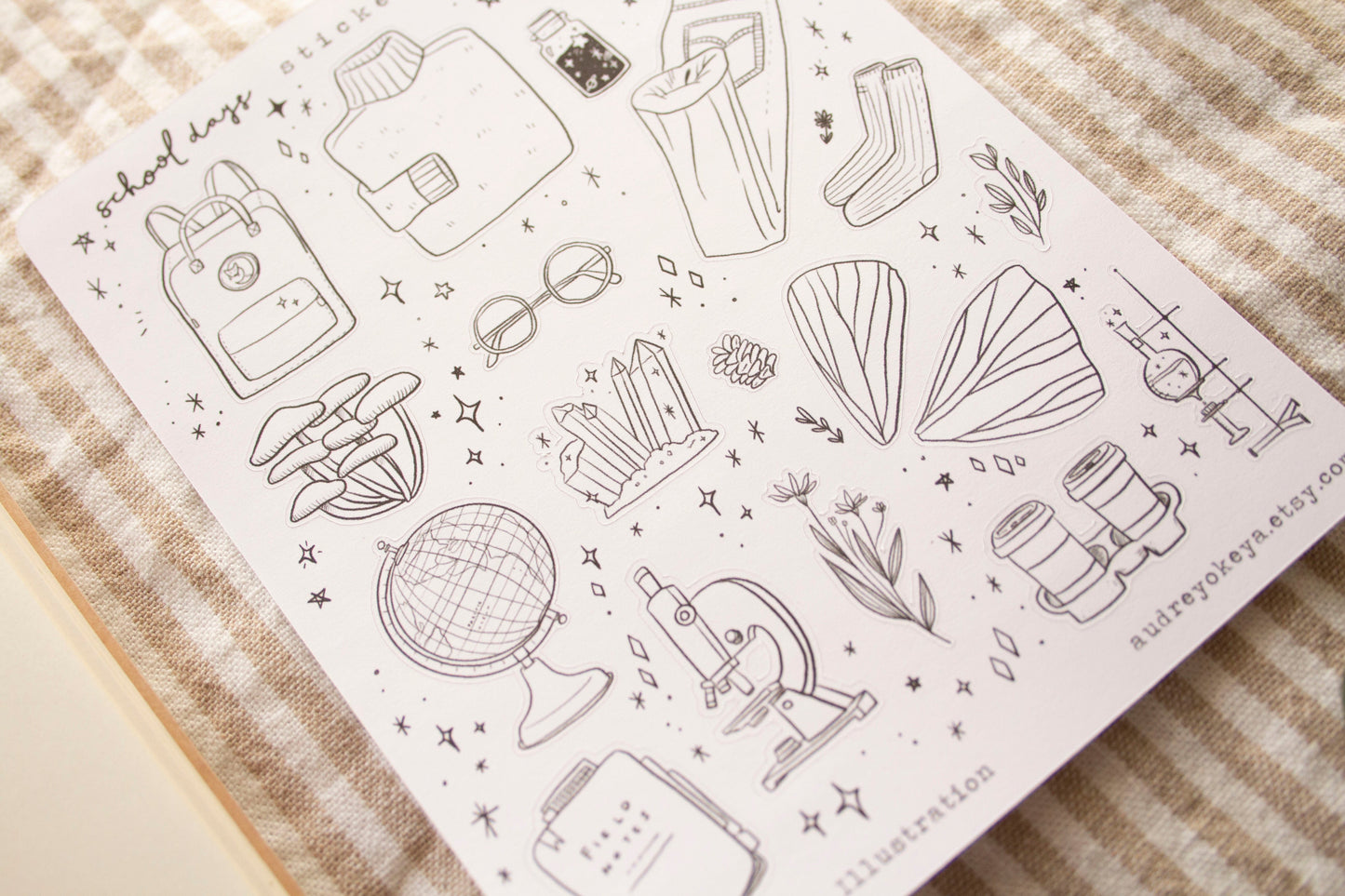 School Days Autumn Sticker Sheet / BW Sticker Sheet